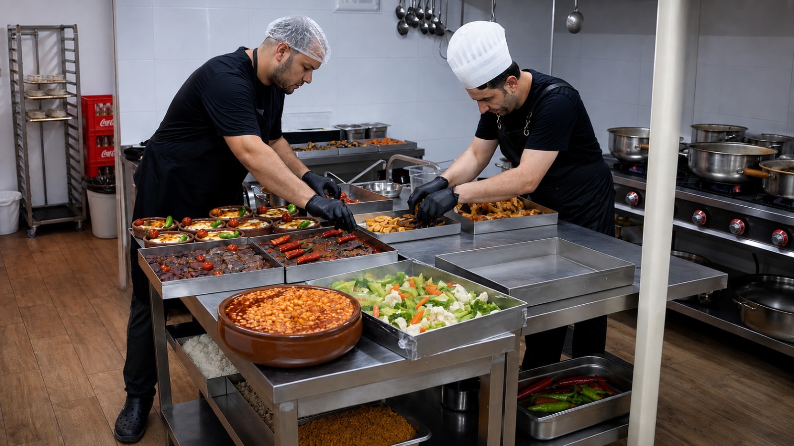 Büke Catering mutfağında hazırlık